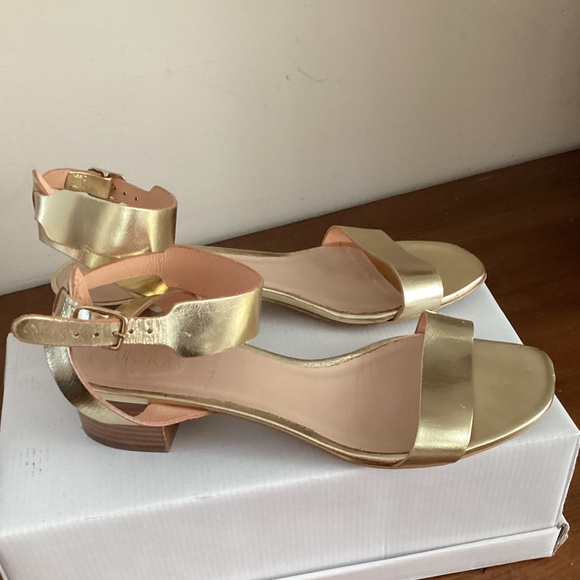J.crew gold metallic leather ankle strap sandal - Picture 4 of 9